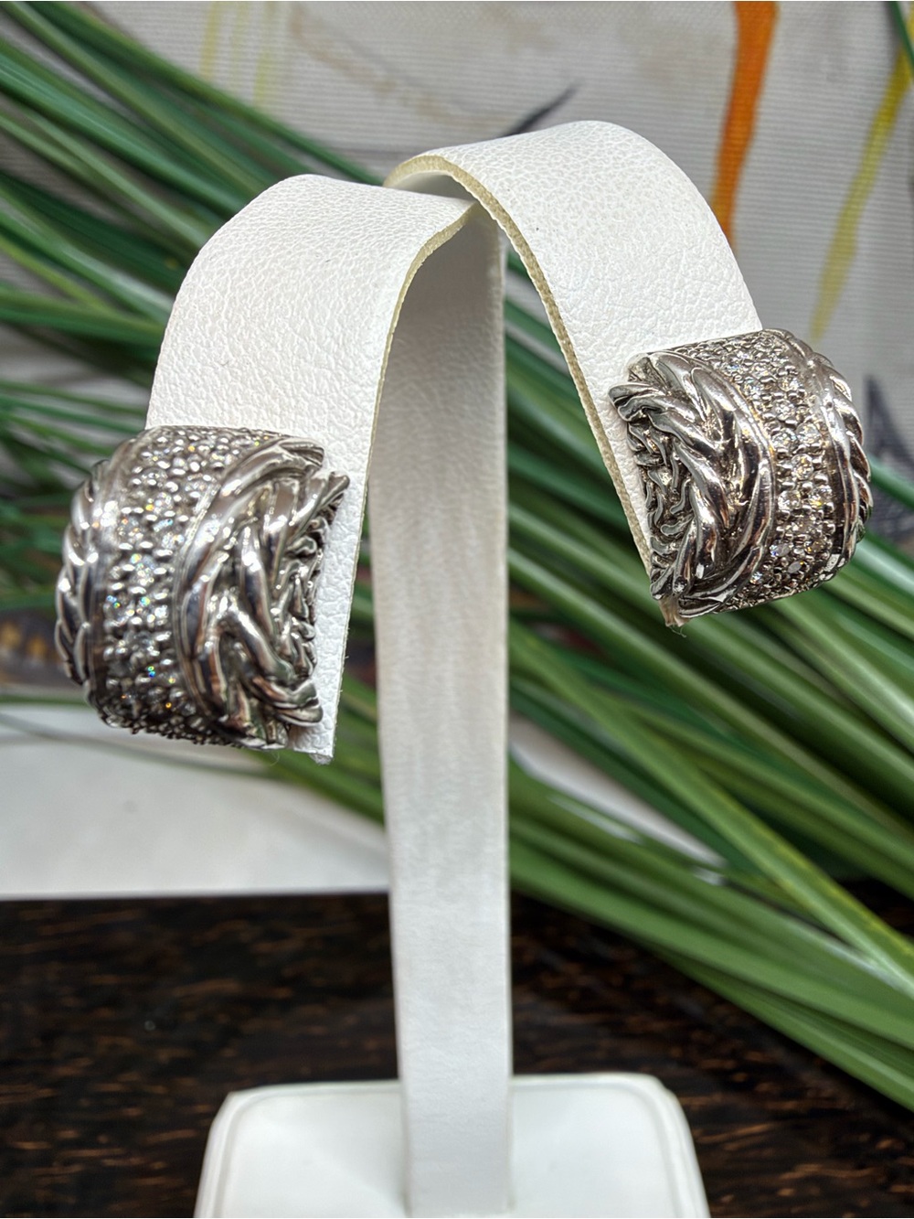 John Hardy Diamond Classic Chain Silver Stud Earrings